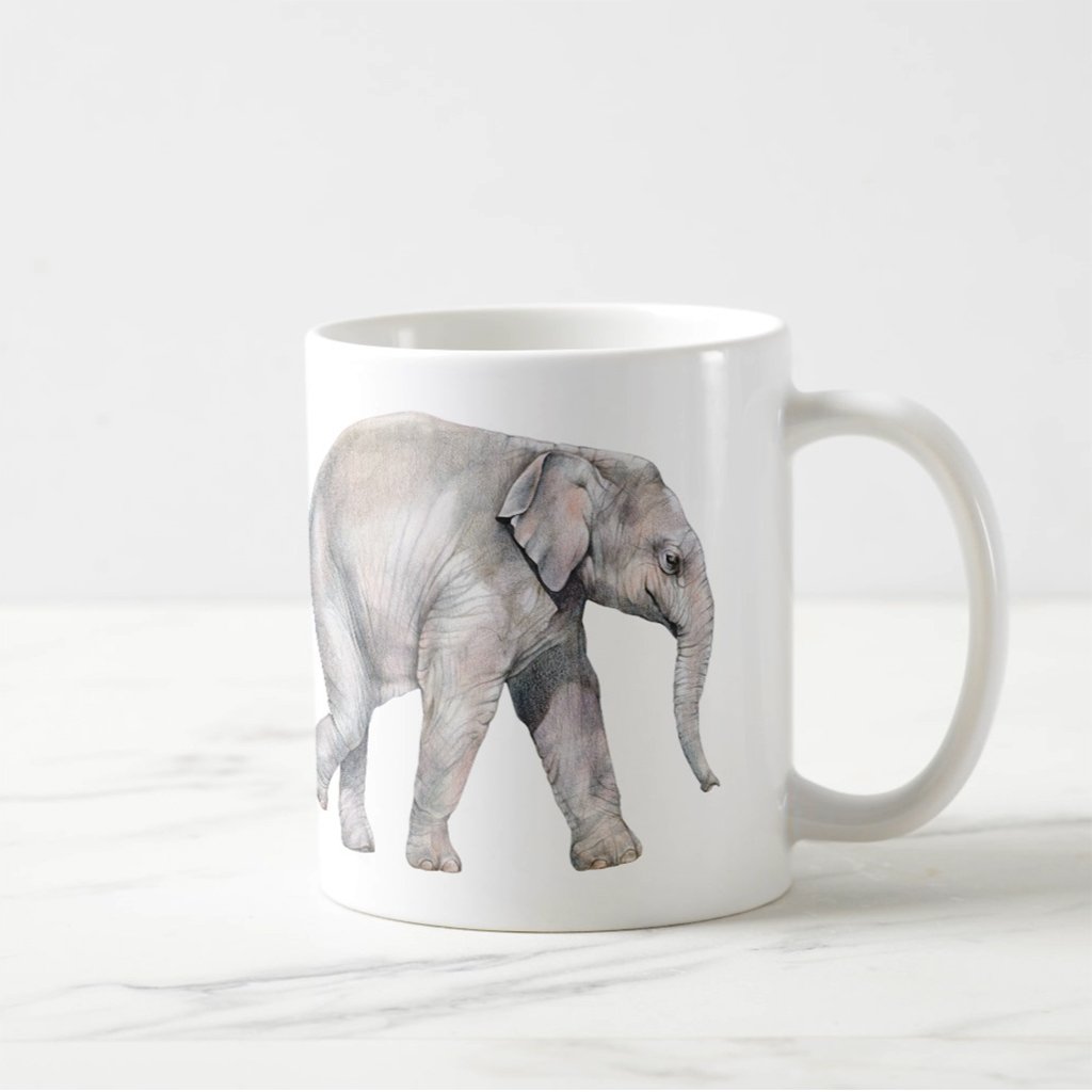 [606-CMG] Asian Elephant Calf Mug