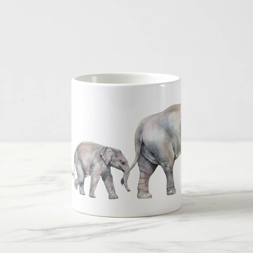 [609-CMG] Asian Elephant Family Mug