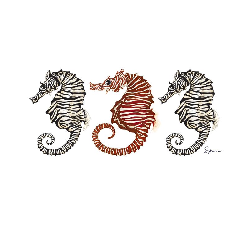 [SA-220] Zebra Seahorse Trio Stock Art