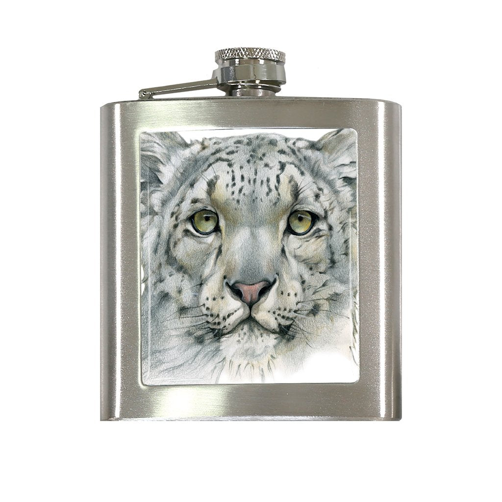 [FL-465] Snow Leopard Portrait Flask